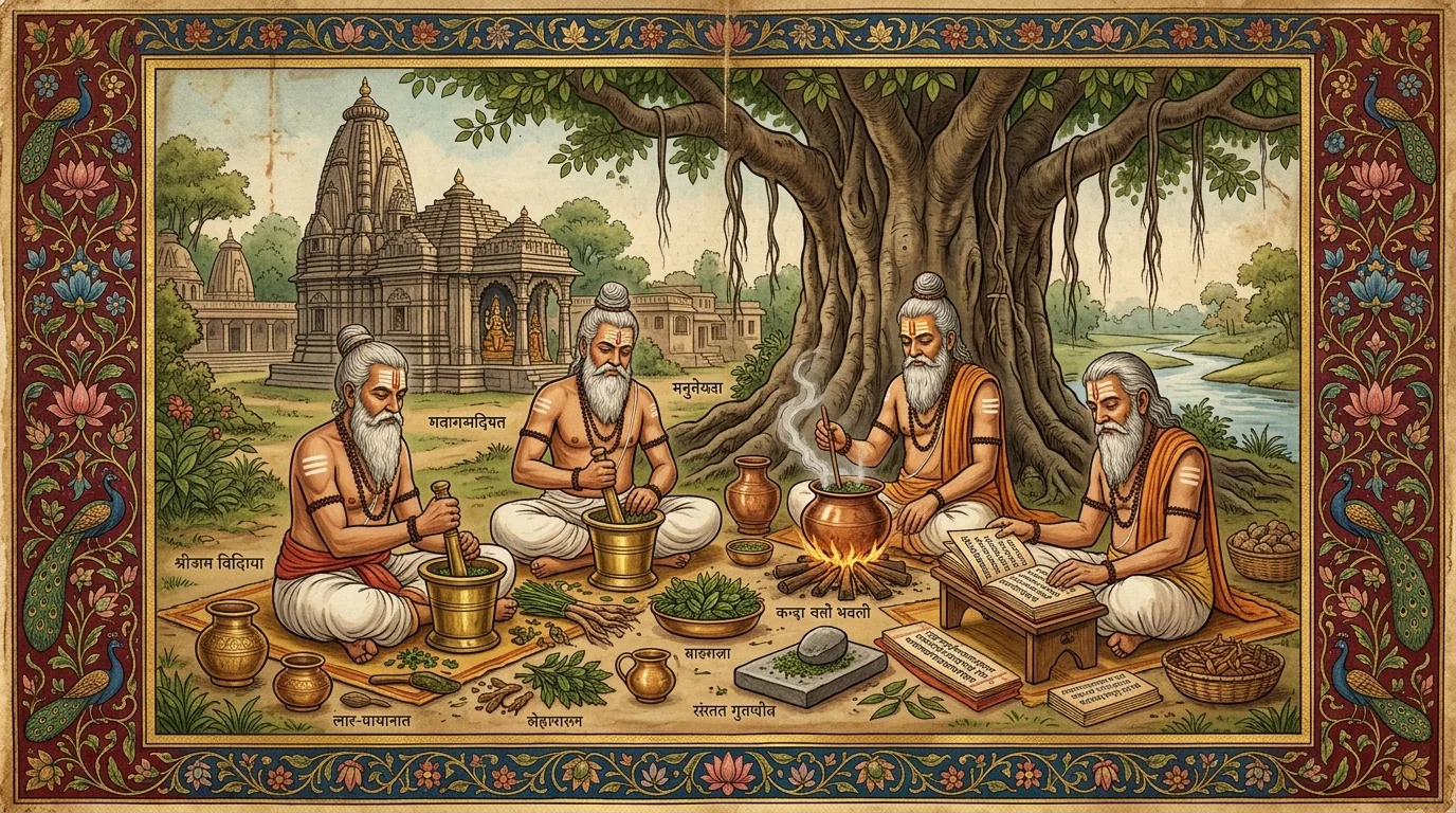 Ancient Ayurveda Heritage Manuscript Artwork